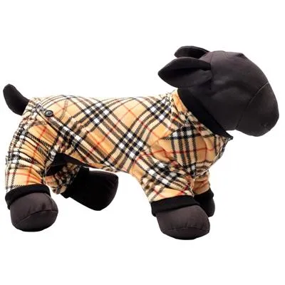 Tan Plaid Fleece Dog Jammies