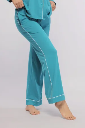 Teal Pajamas with White Piping