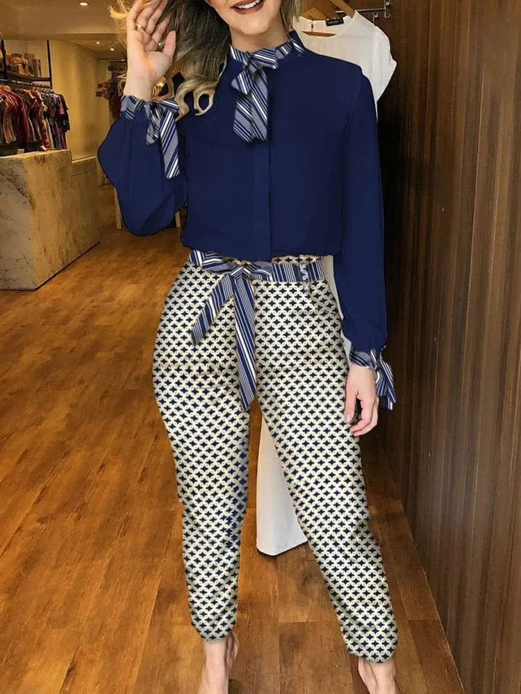 Top & Polka Dot Pants Office Set