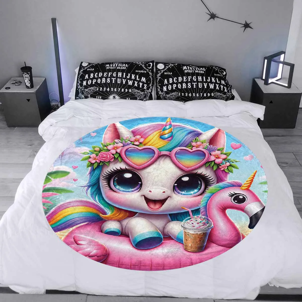 Unicorn_Awd35128  Circular Micro Fleece Blanket 60"