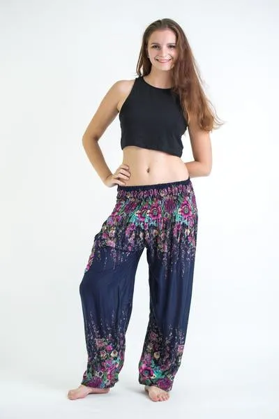 Unisex Floral Harem Pants in Blue