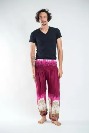 Unisex Solid Top Elephant Harem Pants in Magenta