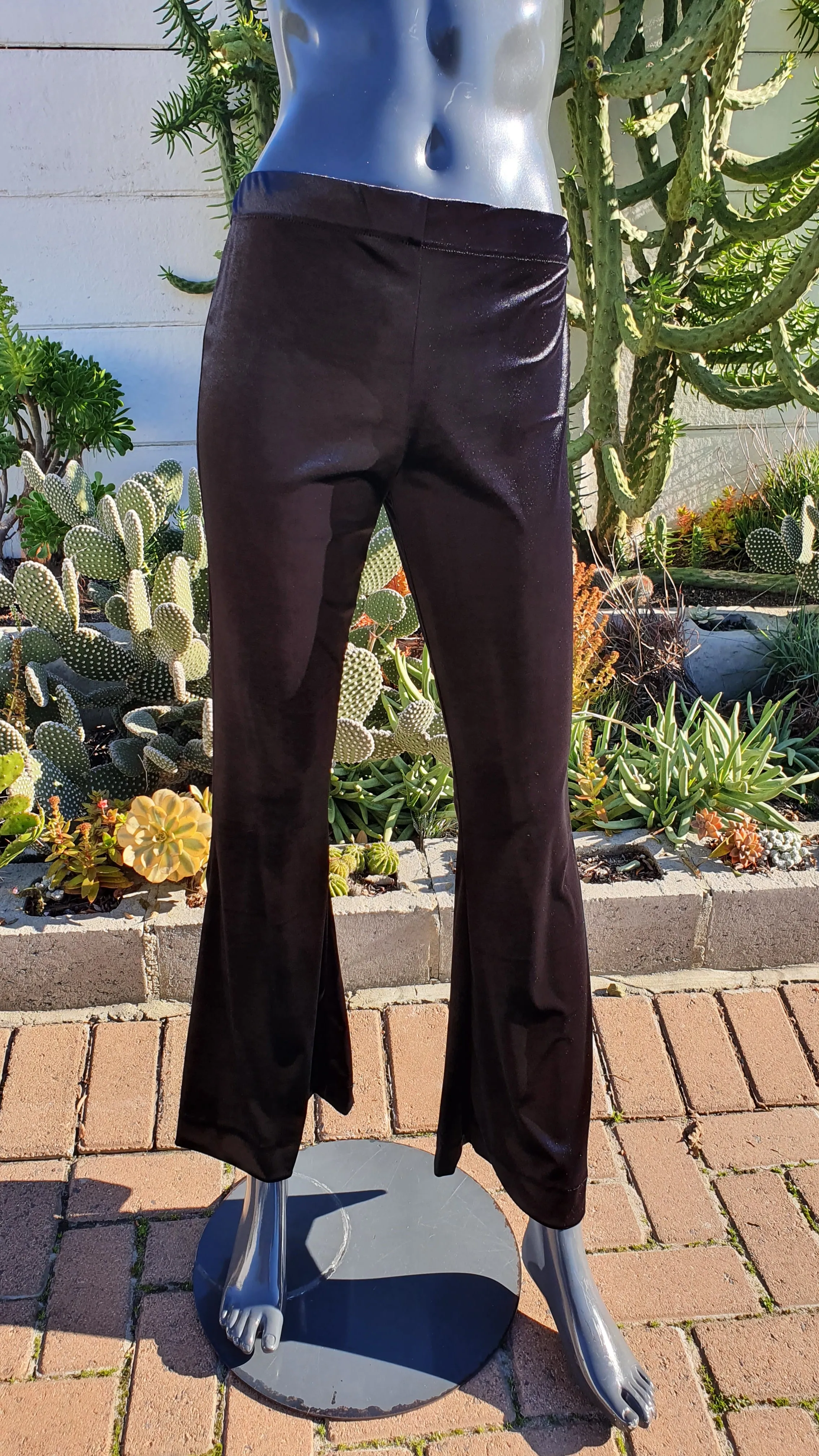 Velvet Bell Bottom Pants - Black