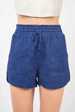 VERY J Drawstring Elastic Waist Linen Shorts