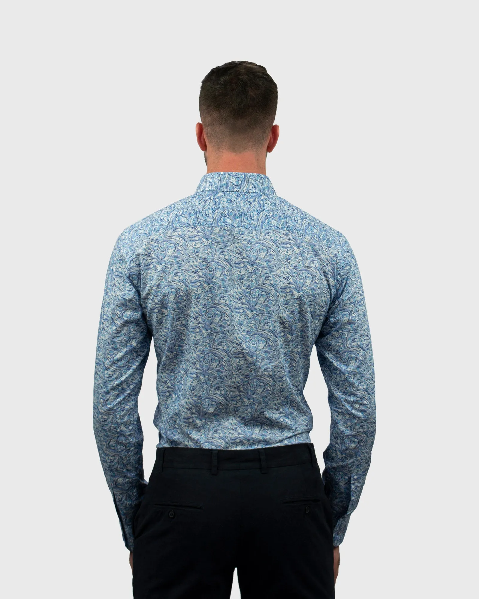 VINCENT & FRANKS S183638145C BLUE LIBERTY PRINT SLIM SC SHIRT