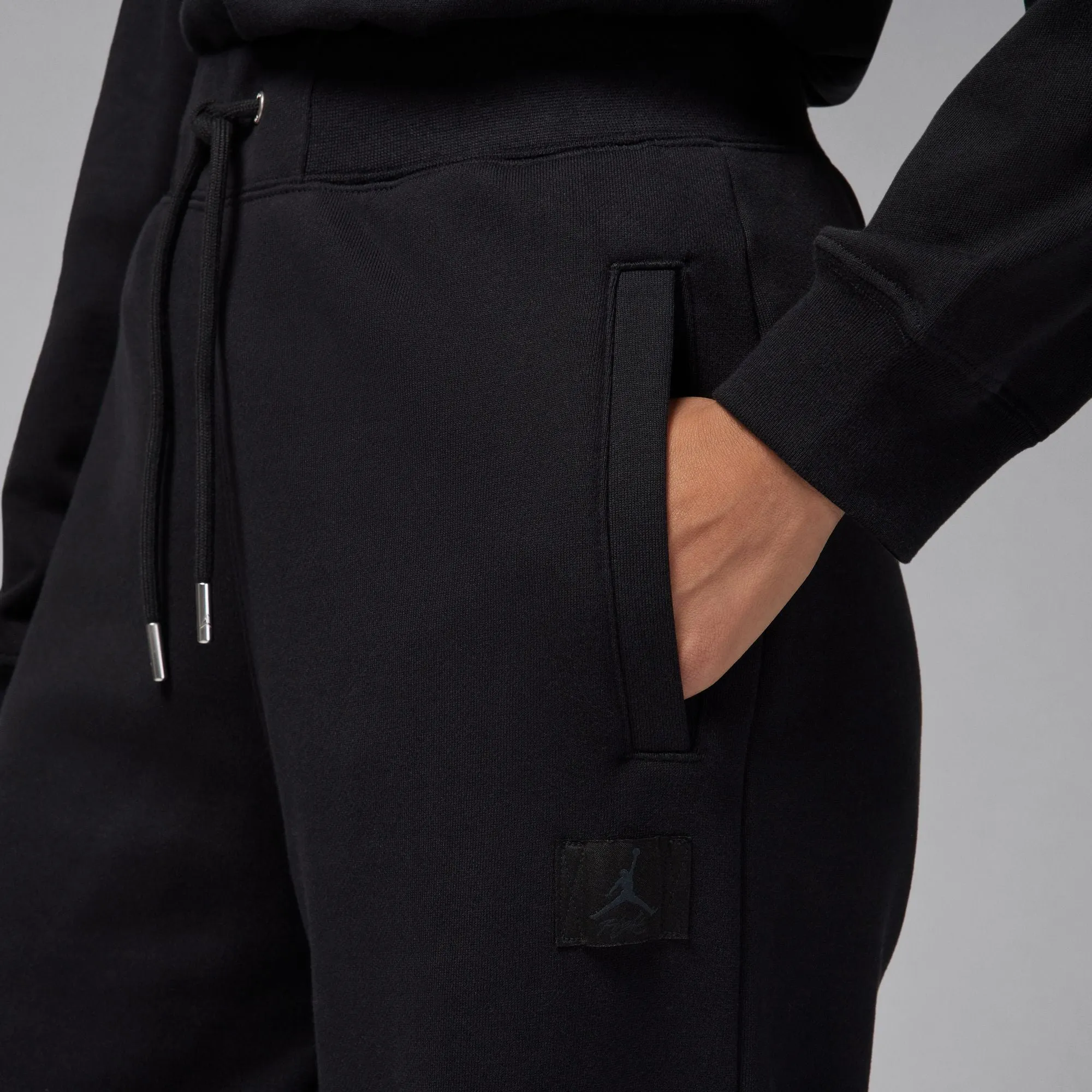 W FLIGHT FLEECE OPEN HEM PANTS "BLACK"