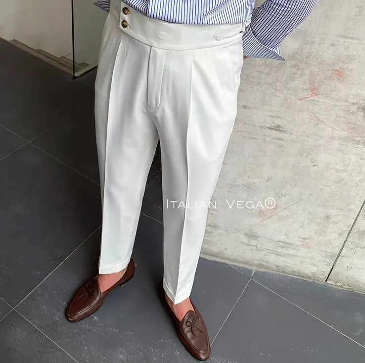 White Signature Buttoned Gurkha Pants by Italian Vega®