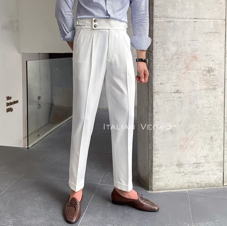 White Signature Buttoned Gurkha Pants by Italian Vega®