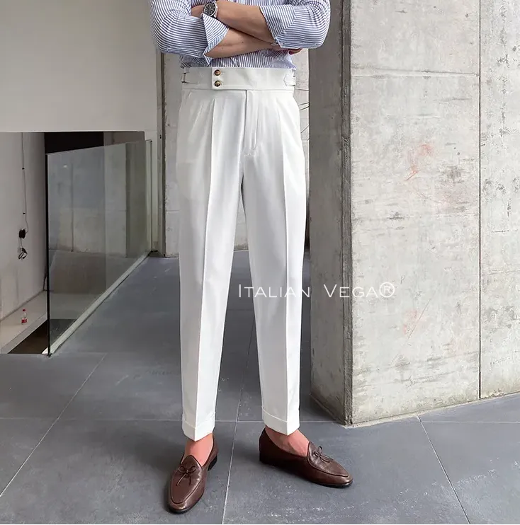 White Signature Buttoned Gurkha Pants by Italian Vega®