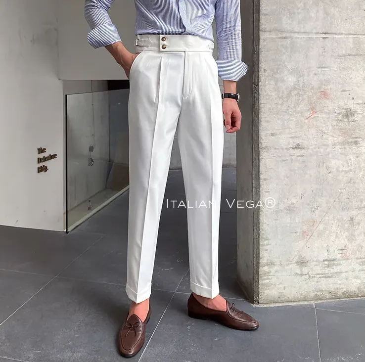 White Signature Buttoned Gurkha Pants by Italian Vega®