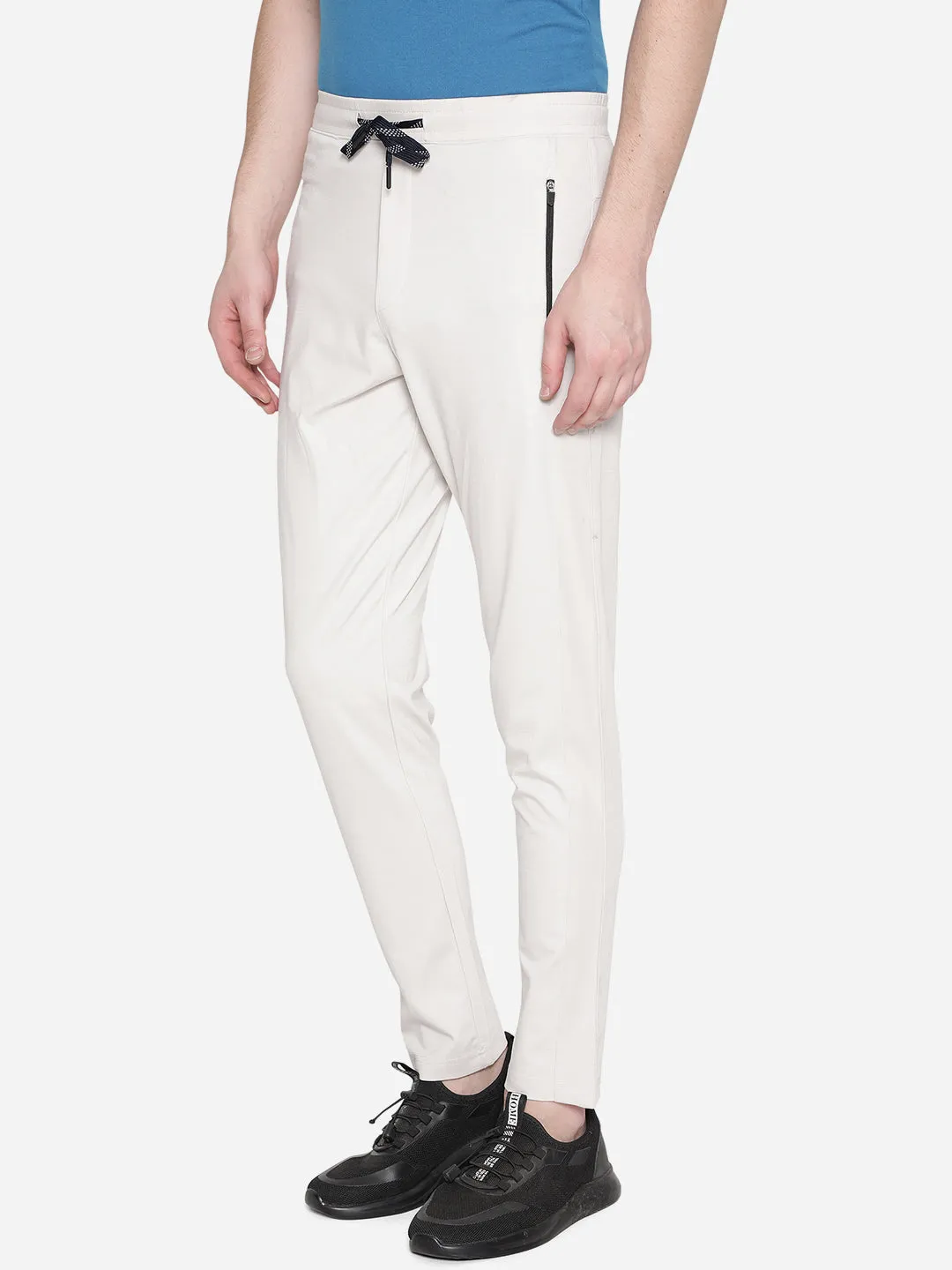 White Solid Slim Fit Track Pant | JadeBlue