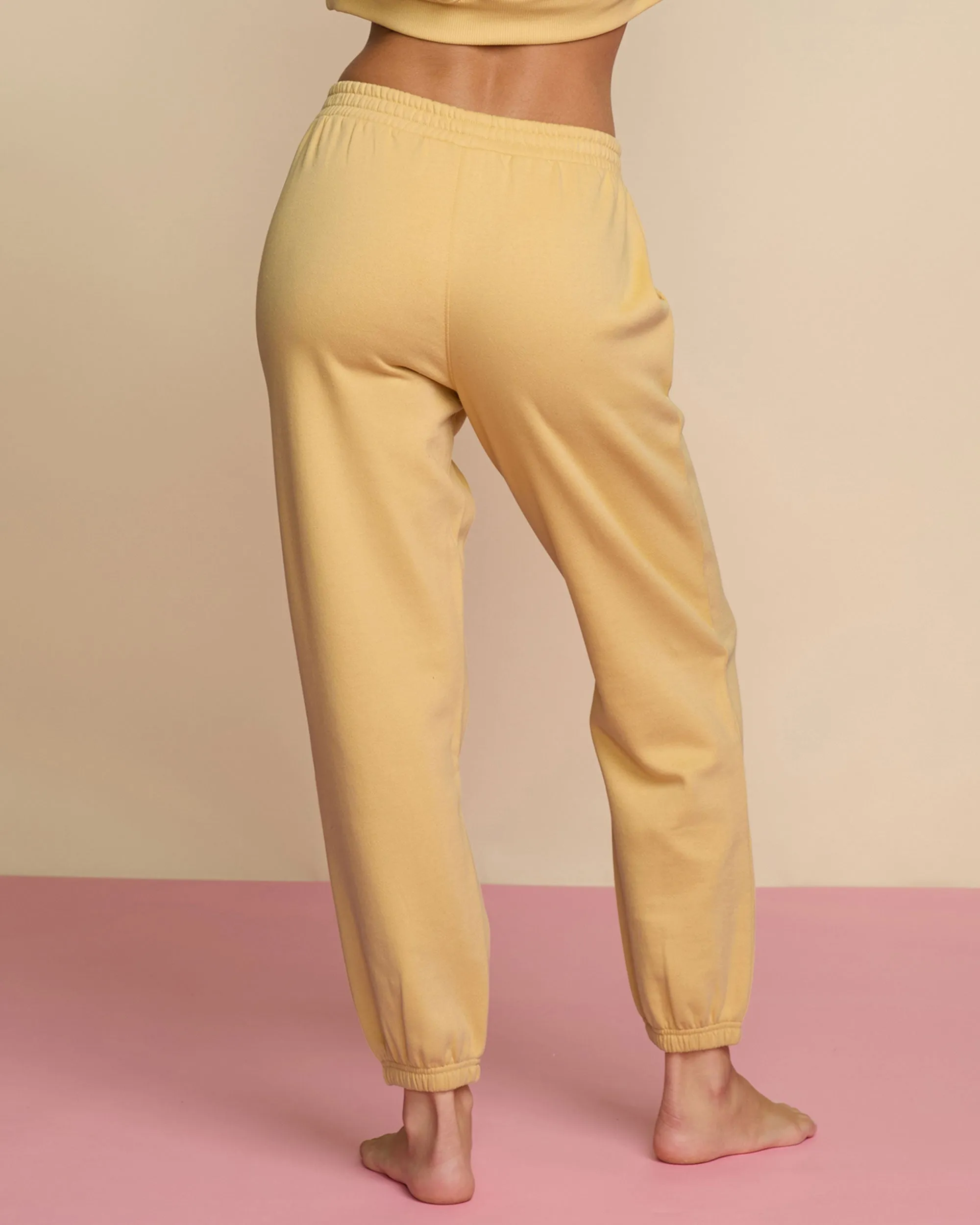 With Love From The Sun Fleece Pant - Pale Yellow