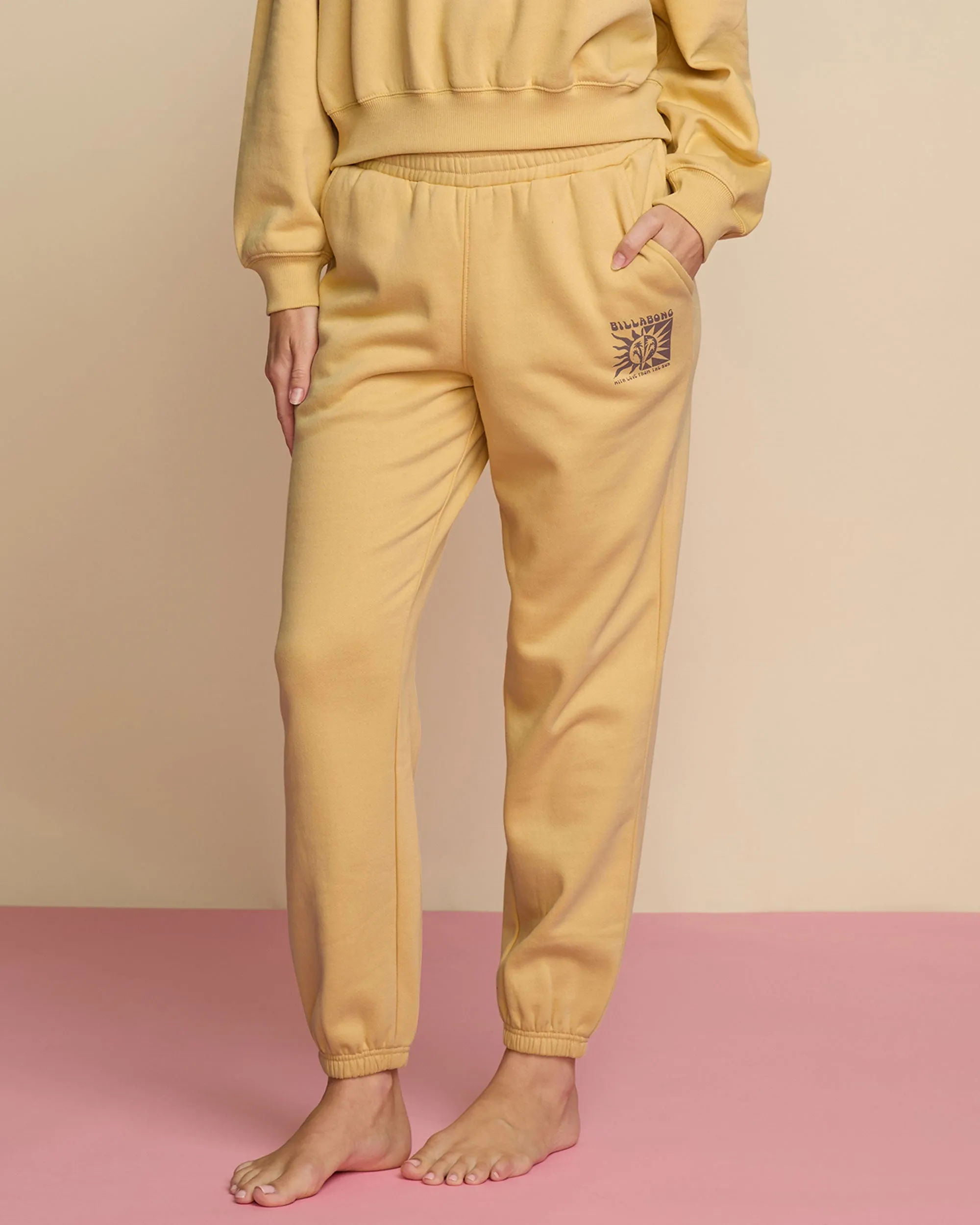 With Love From The Sun Fleece Pant - Pale Yellow