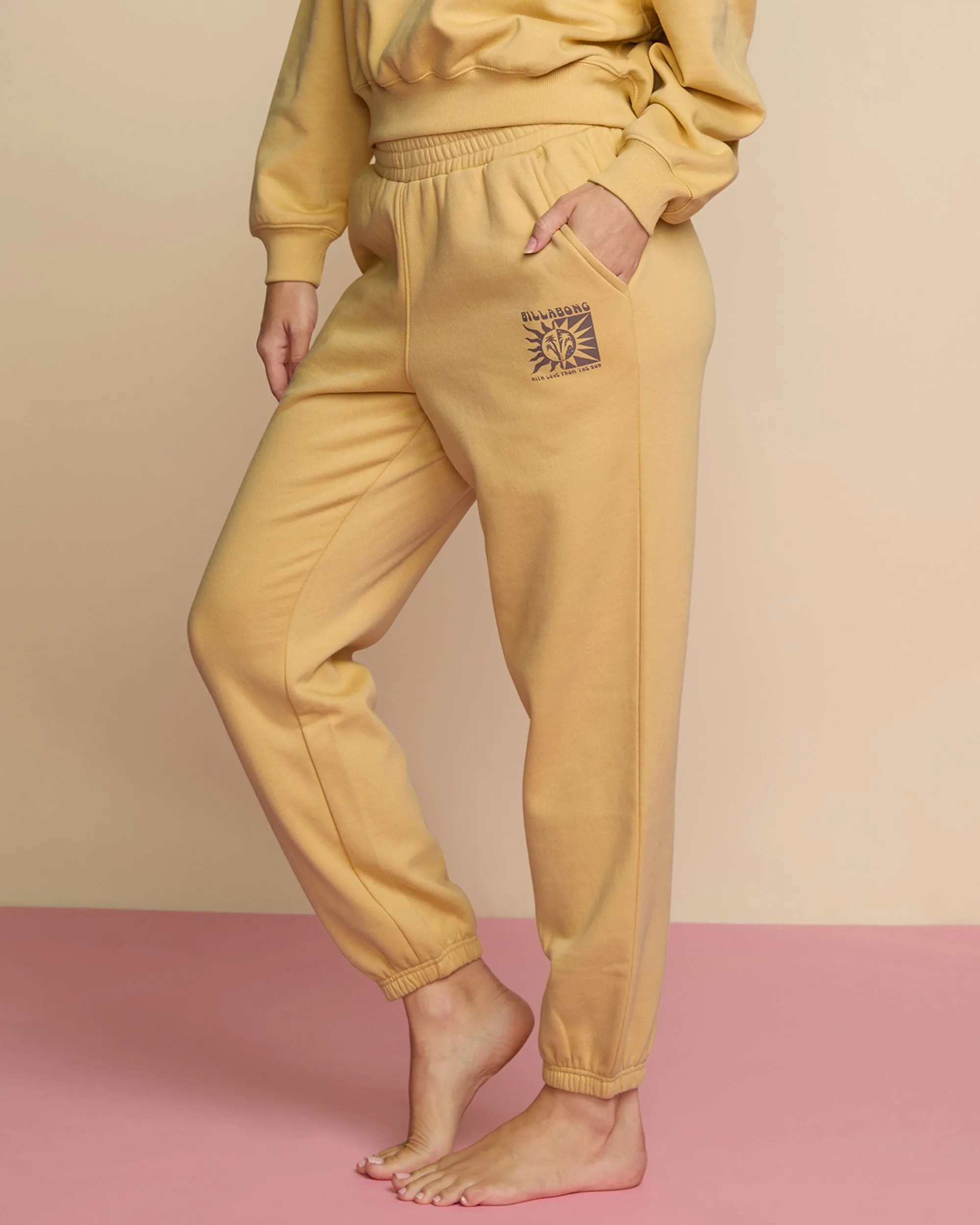 With Love From The Sun Fleece Pant - Pale Yellow