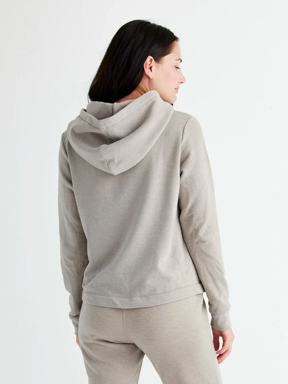 Women's Bamboo Thermal Fleece Hoodie - Heather Stone