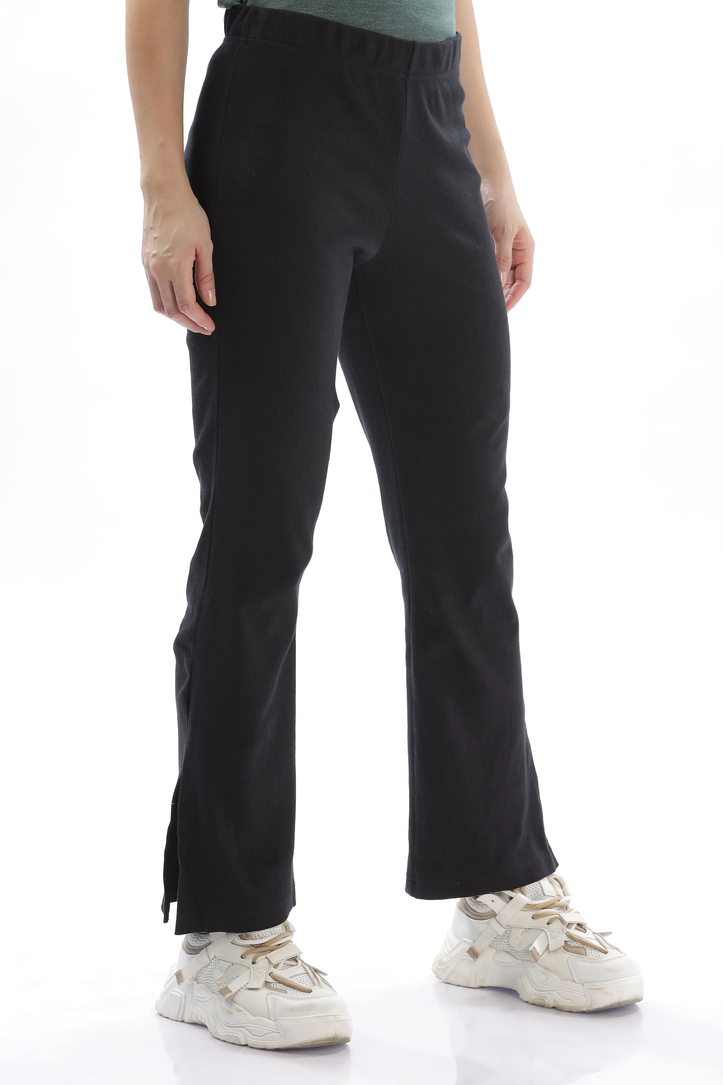 Women's Cotton Slim Flared Stretchy And Comfort Fit Slit Pant