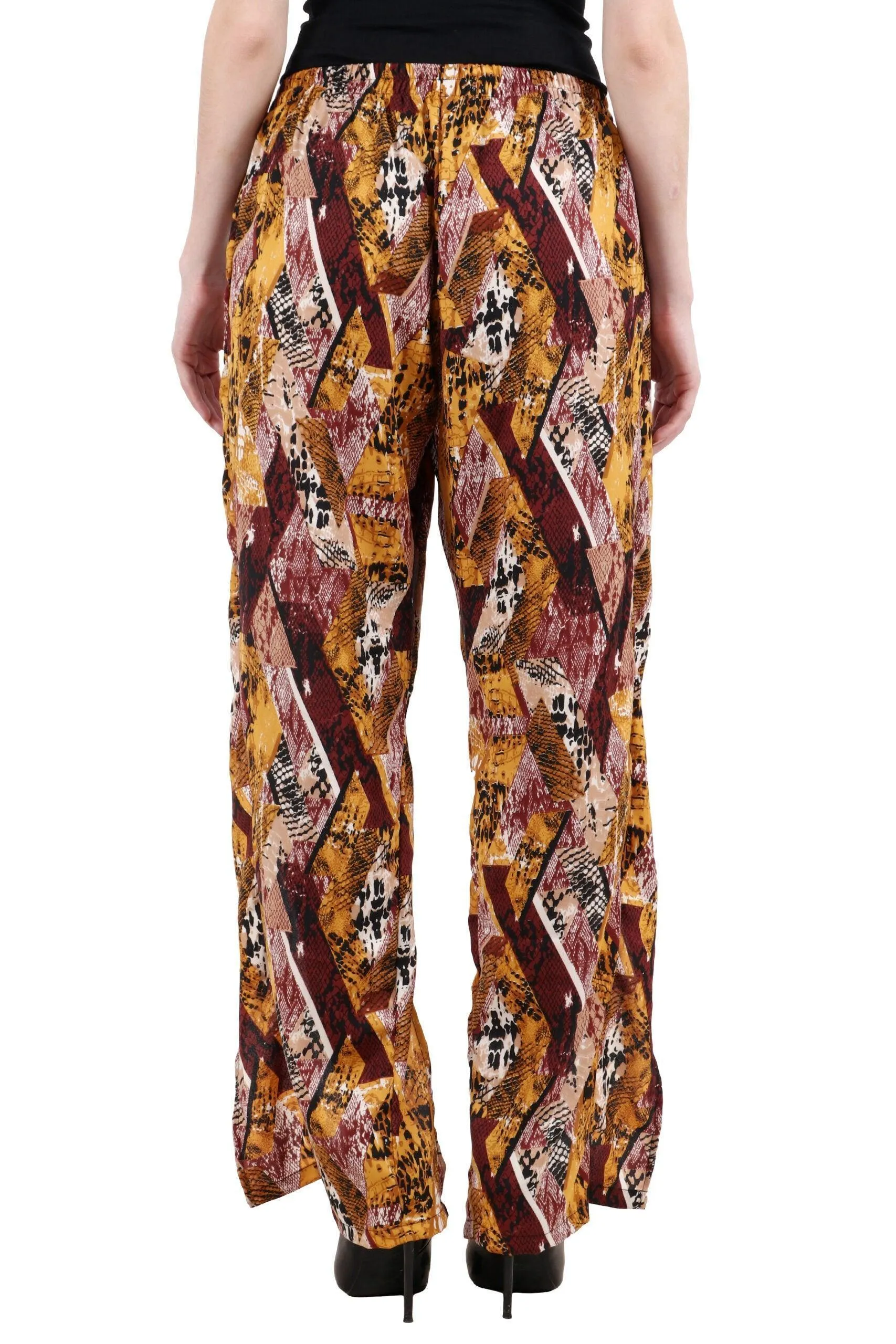 Yellow Abstract Square Printed Front Slit Pyjamas